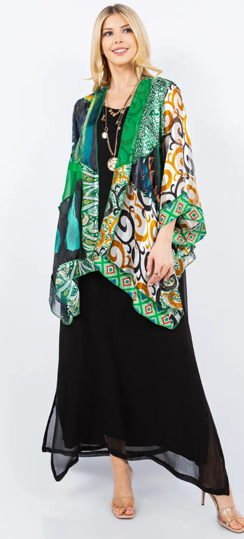 Sunheart Boho Motley Scarf Jacket Boho  Hippie Chic Sml-Large-xl-1x