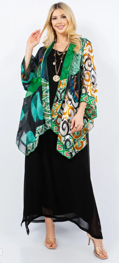Sunheart Boho Motley Scarf Jacket Boho  Hippie Chic Sml-Large-xl-1x