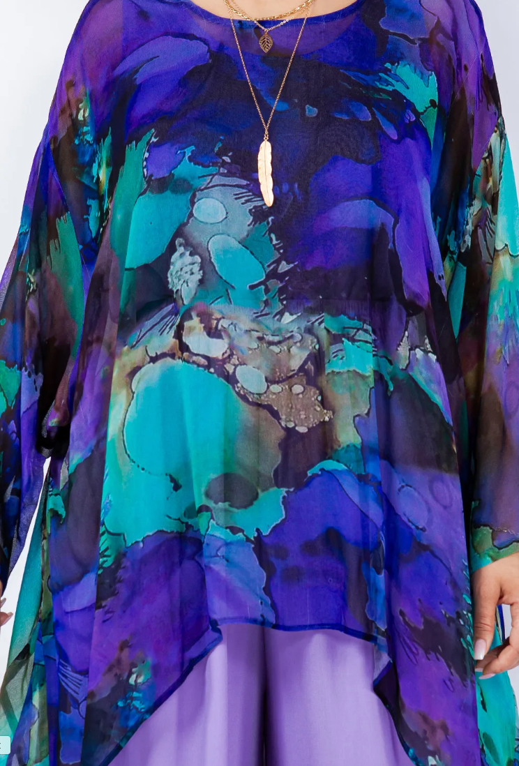 Mosaic hi-low Tunic Top Boho Hippie Chic Resort Wear Sml-10X