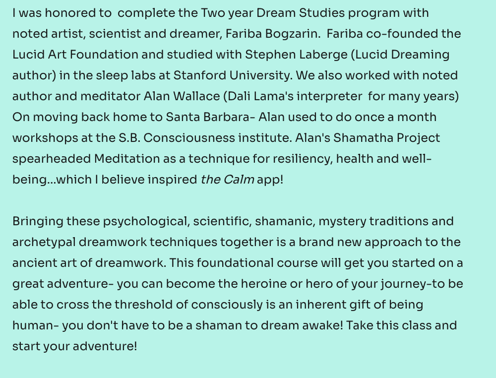 Module 1 Esoteric Dreamwork  Module 2 Dreaming with Ancestors Online Self Study Class