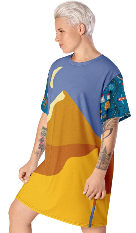 Boho Moon Rise Landscape Folk Art Tee Shirt Small to 6X