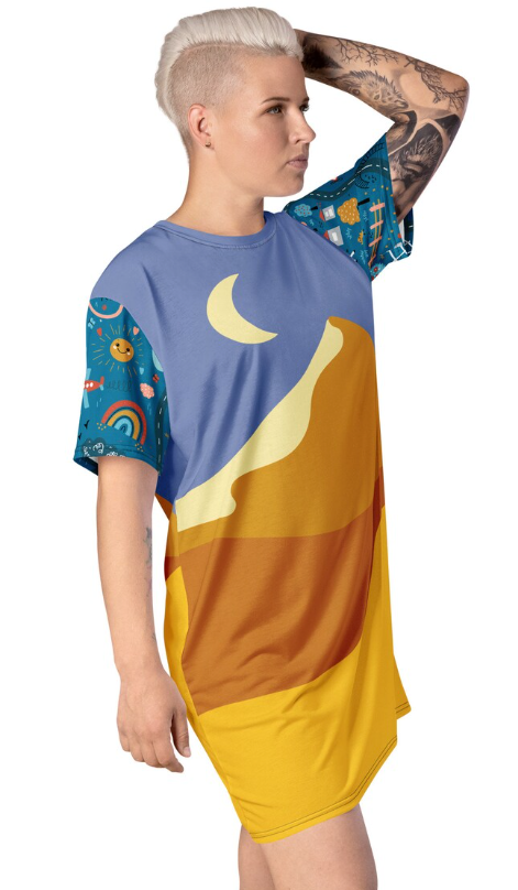 Boho Moon Rise Landscape Folk Art Tee Shirt Small to 6X