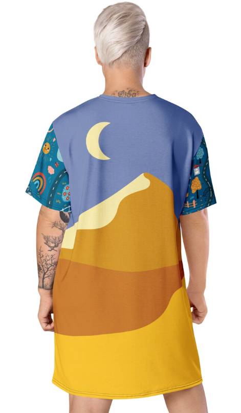 Boho Moon Rise Landscape Folk Art Tee Shirt Small to 6X