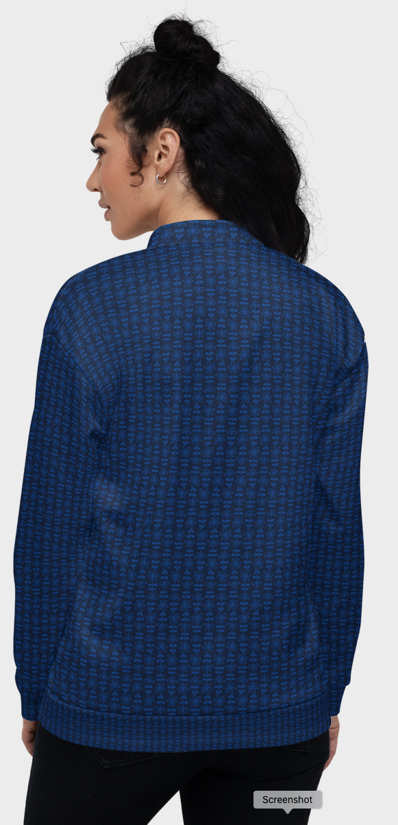 Navy & White Retro Bomber  Jacket Sml-3X