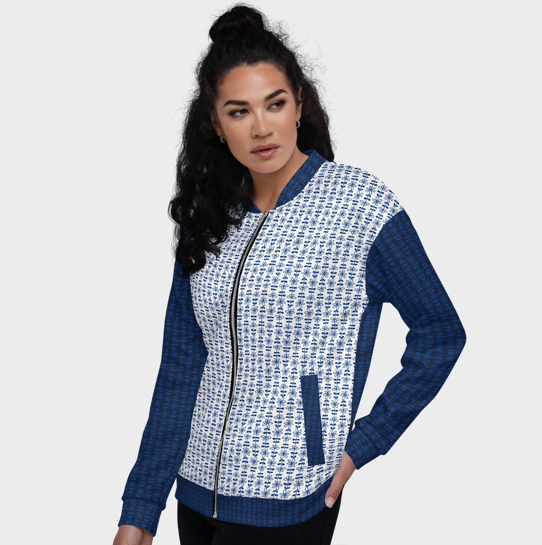 Navy & White Retro Bomber  Jacket Sml-3X