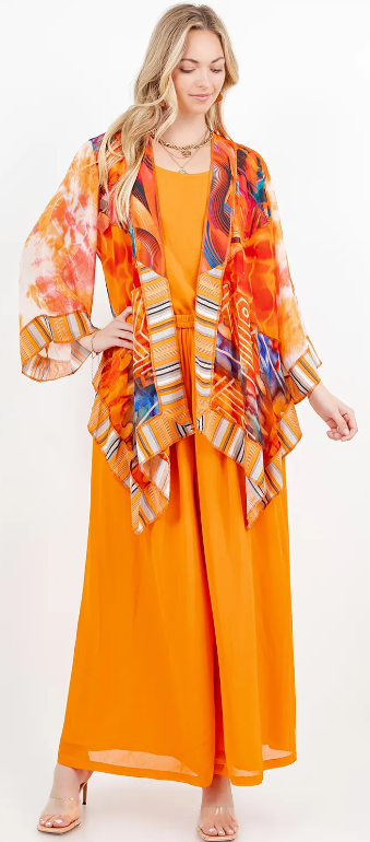 Sunheart Tangerine Dream Scarf Jacket Boho  Hippie Chic Sml-Large-xl-1x