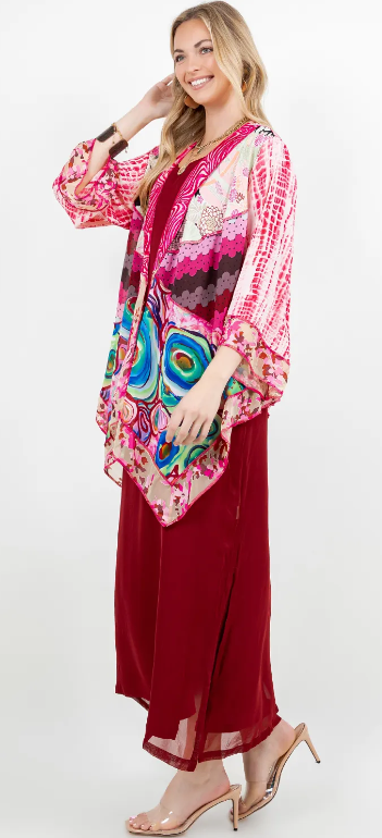 Sunheart Party in Pink Scarf Jacket Boho  Hippie Chic Sml-Large-xl-1x