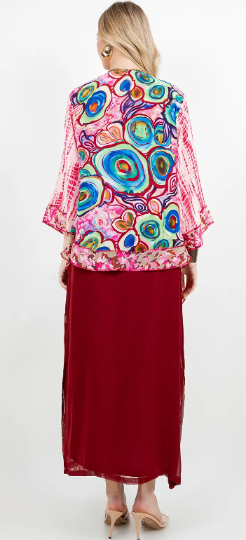 Sunheart Party in Pink Scarf Jacket Boho  Hippie Chic Sml-Large-xl-1x