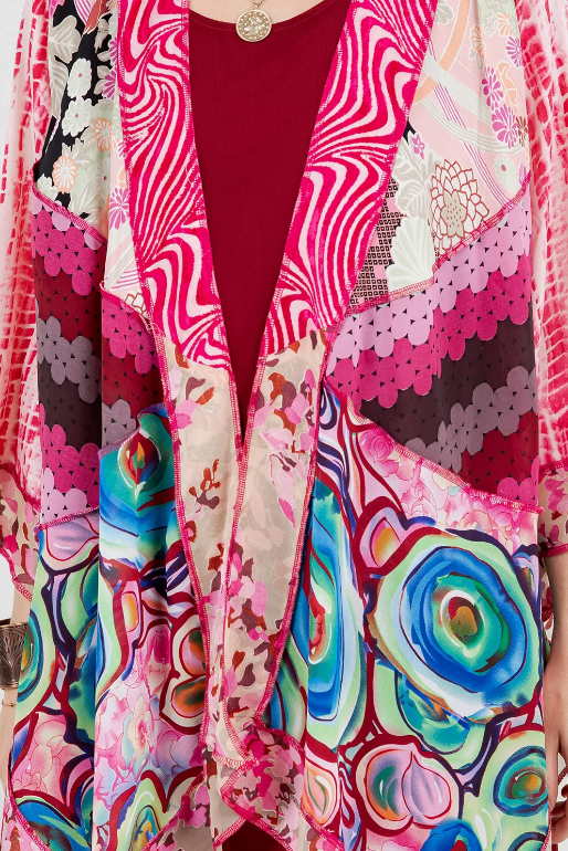 Sunheart Party in Pink Scarf Jacket Boho  Hippie Chic Sml-Large-xl-1x