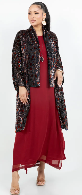Kimono Style Boho Long Jacket Hippie Chic Resort Wear Sml-2X+