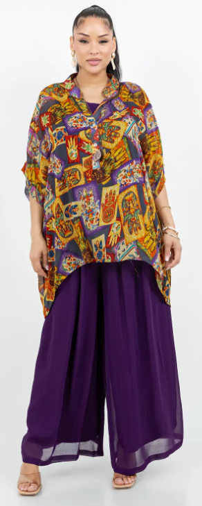 Milagros Oversize Pacifica Shirt Top  Lagenlook Boho Hippie Chic SML-6X+