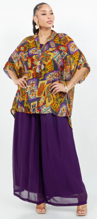 Milagros Oversize Pacifica Shirt Top  Lagenlook Boho Hippie Chic SML-6X+