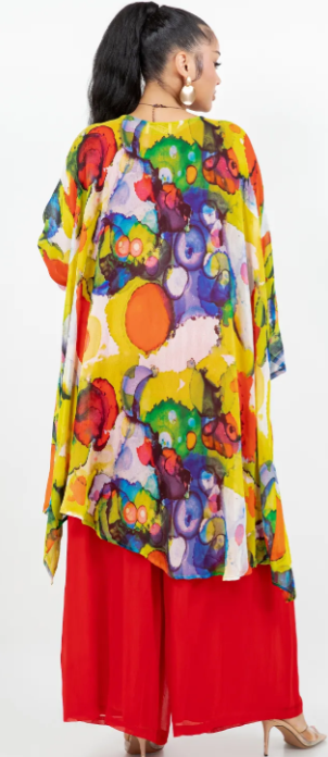 Make a Splash! Mosaic hi-low Tunic Top Boho Hippie Chic Resort Wear Sml-10X