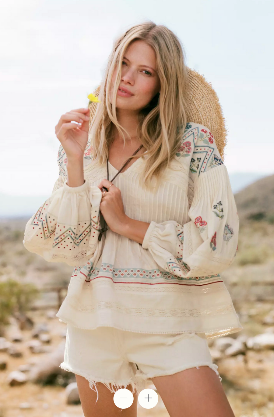 Kayla Embroidered Cream Floral Blouse ANTHROPOLOGIE Large