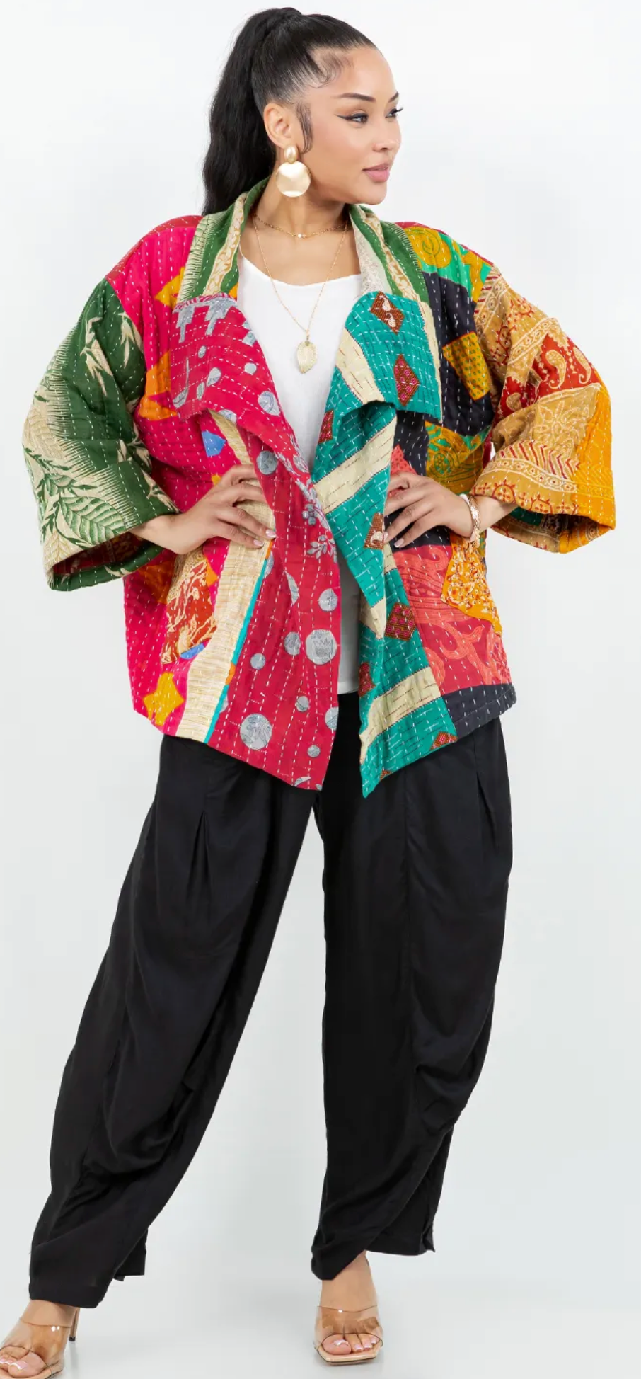 $46 OFF!! I’m All In! Boho Chic Kantha Jacket – One-of-a-Kind S–2X | Upcycled Cotton Patchwork