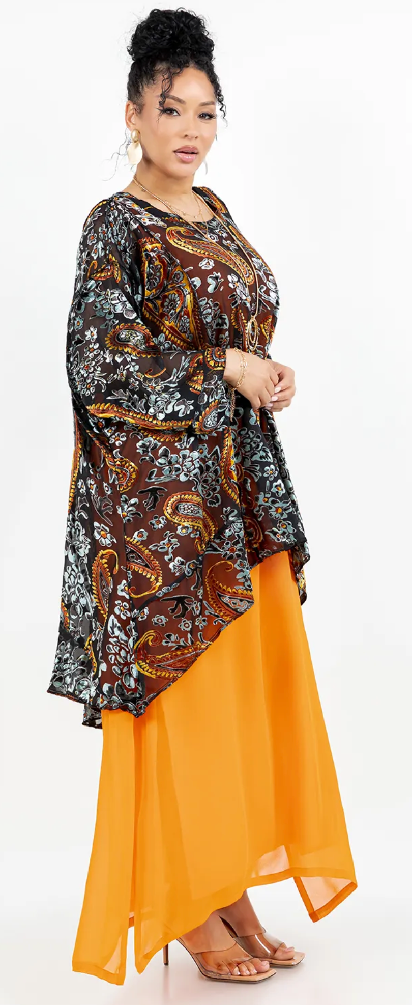 New! Rum Raisen Paisley Mosaic hi-low Tunic Top Boho Hippie Chic Resort Wear Sml-10X