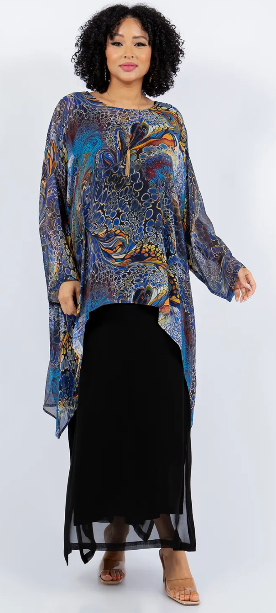 New! Cosmic Nebula Mosaic hi-low Tunic Top Boho Hippie Chic Resort Wear Sml-10X