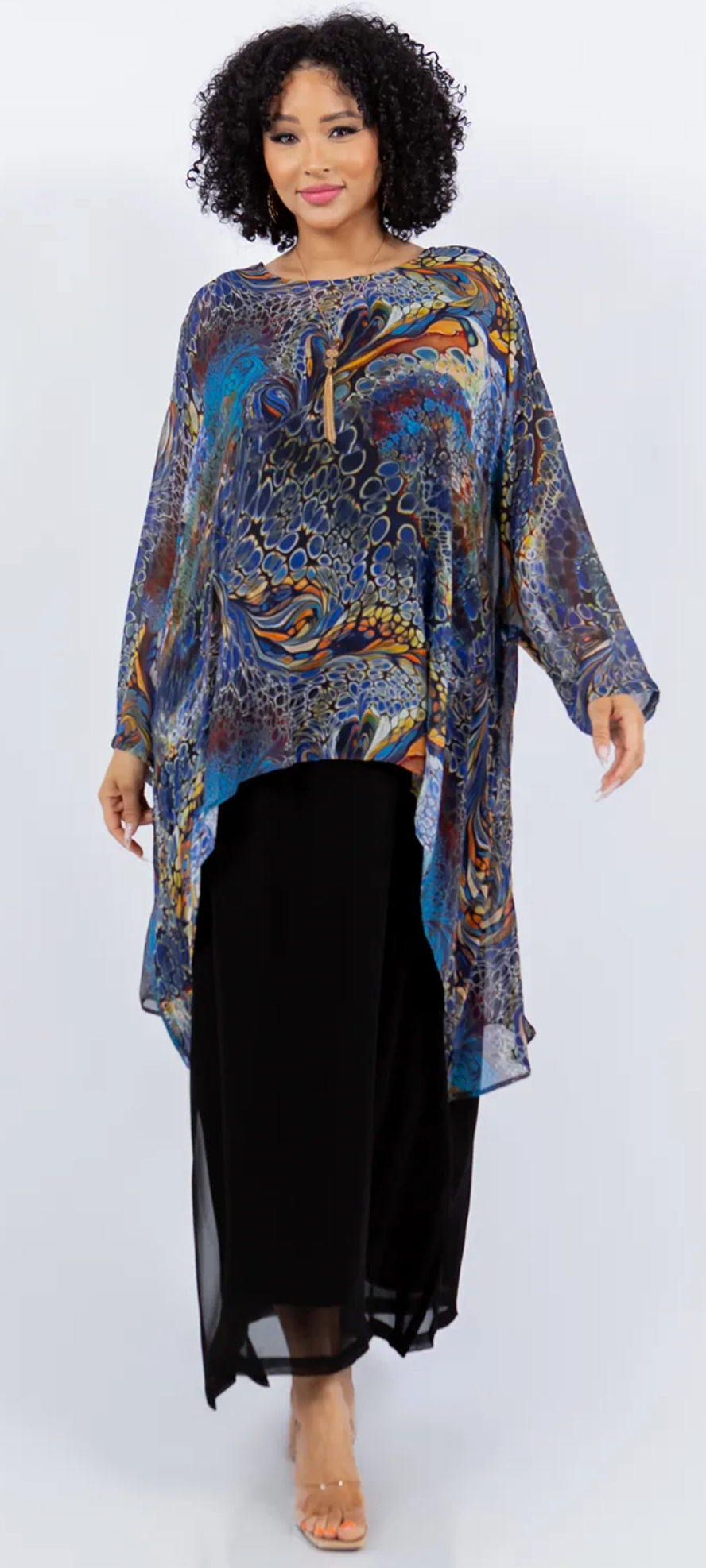 New! Cosmic Nebula Mosaic hi-low Tunic Top Boho Hippie Chic Resort Wear Sml-10X