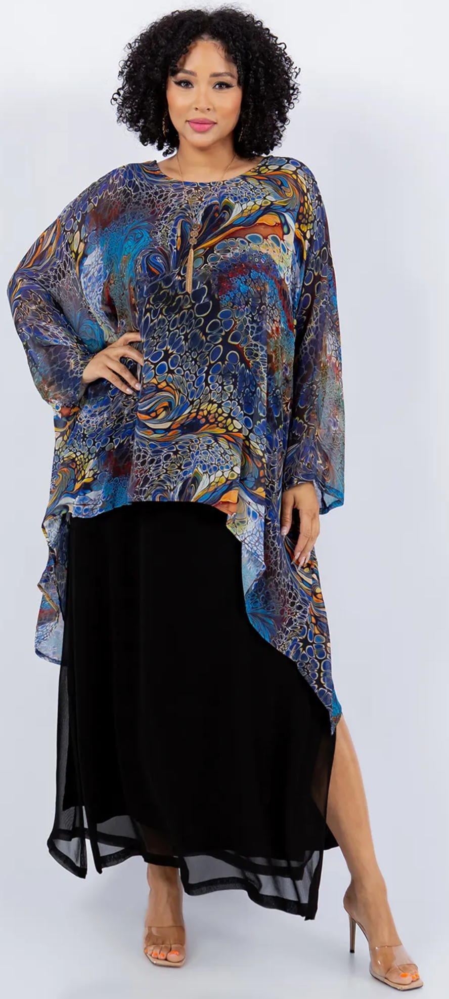 New! Cosmic Nebula Mosaic hi-low Tunic Top Boho Hippie Chic Resort Wear Sml-10X