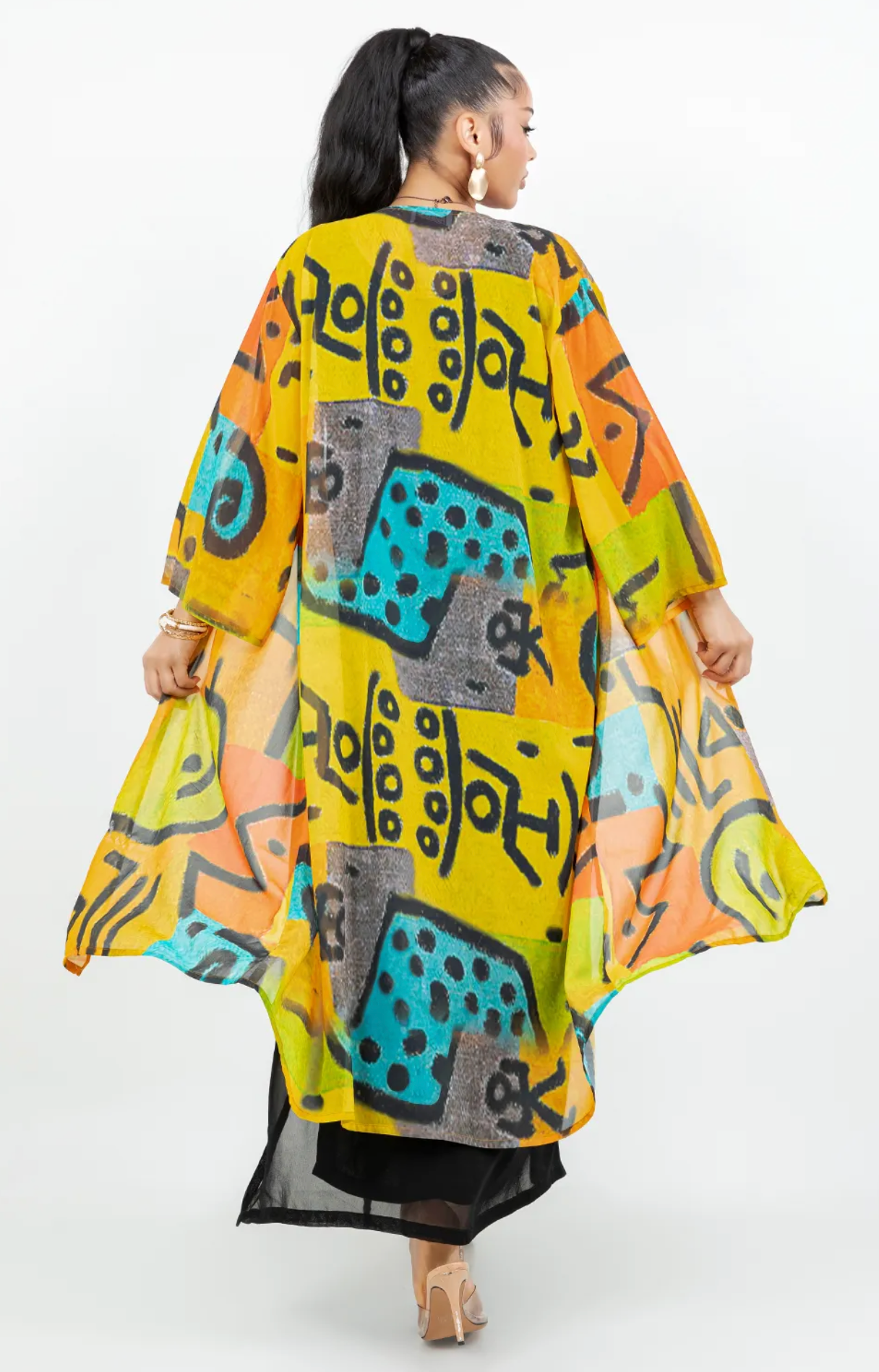 $50 OFF! Saphire Nomad – Abstract Long Boho Jacket | Flowy Statement Layer Sml-3x