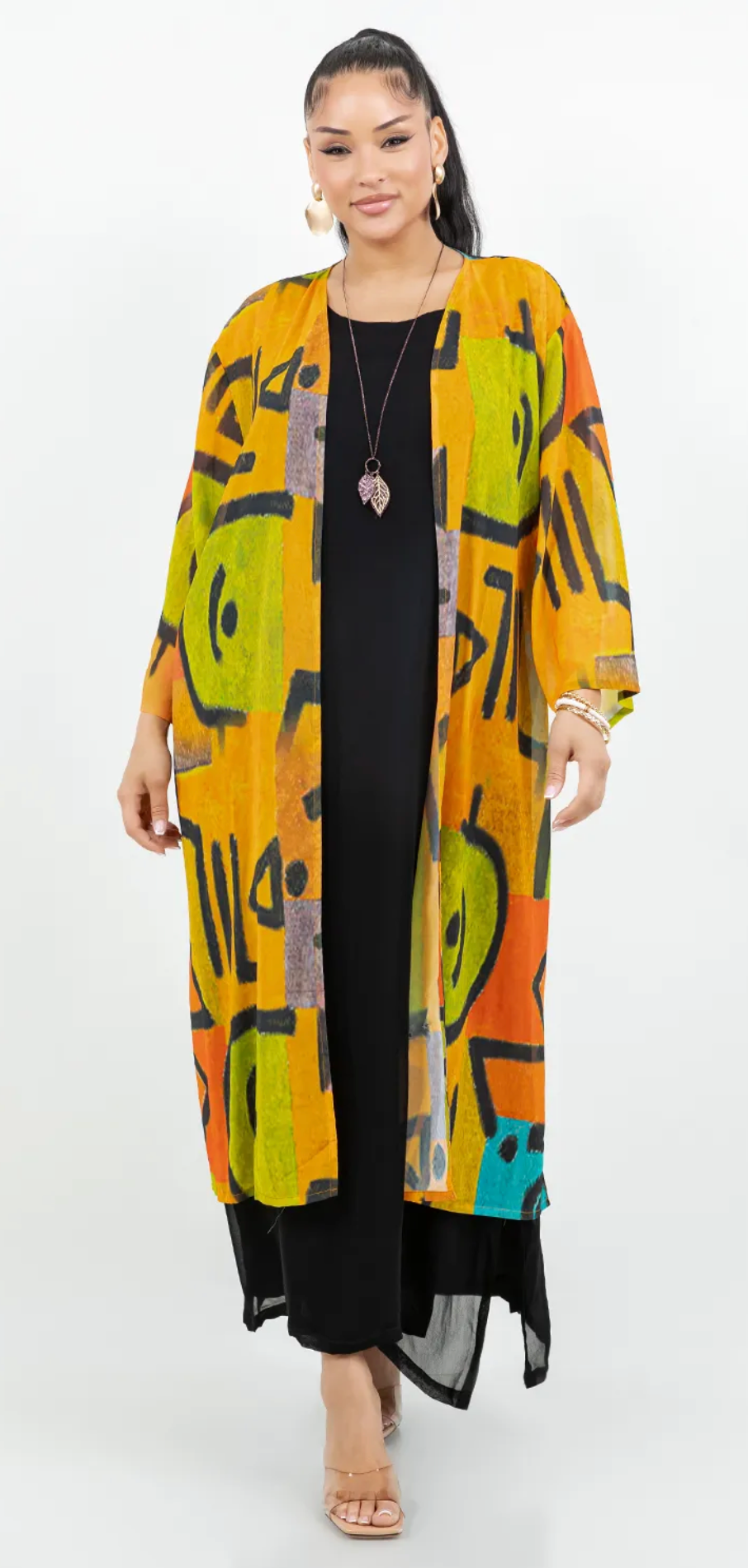 $50 OFF! Saphire Nomad – Abstract Long Boho Jacket | Flowy Statement Layer Sml-3x