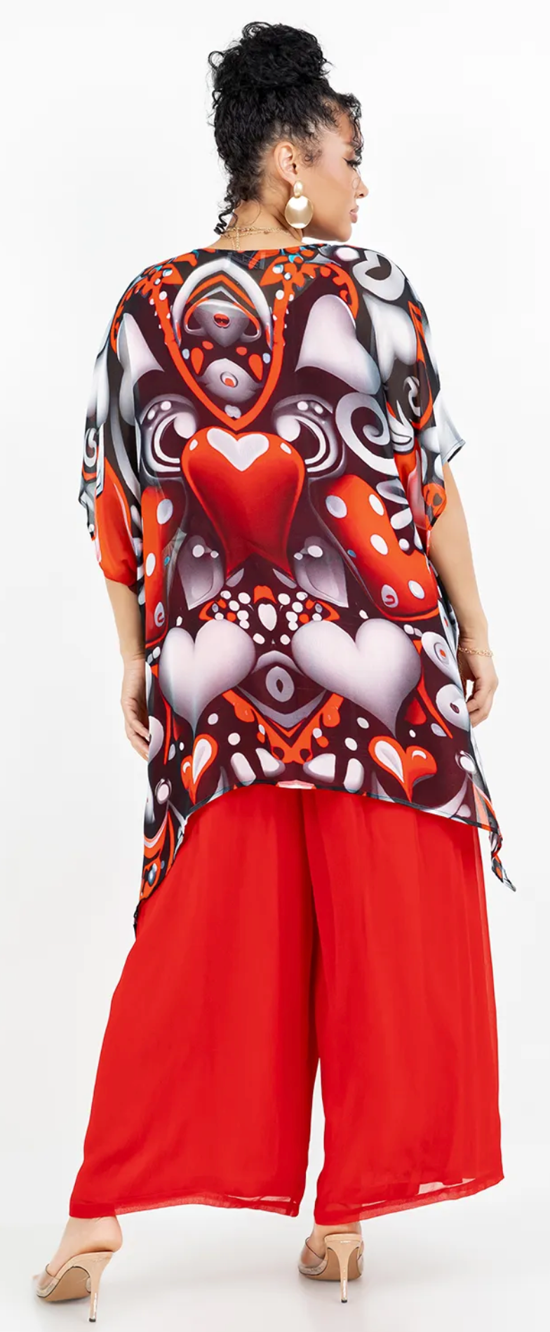Me Amore Heart Oversize Pacifica Tunic Top  Lagenlook Boho Hippie Chic SML-6X+