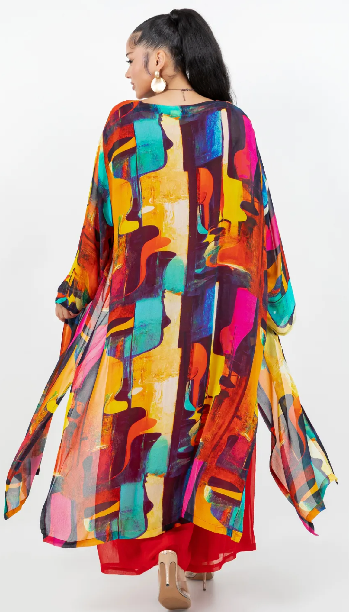 Kaleidoscope Boho Kimono | Abstract Art Duster | Colorful Festival Layer  Kaleidoscope Sml-4x