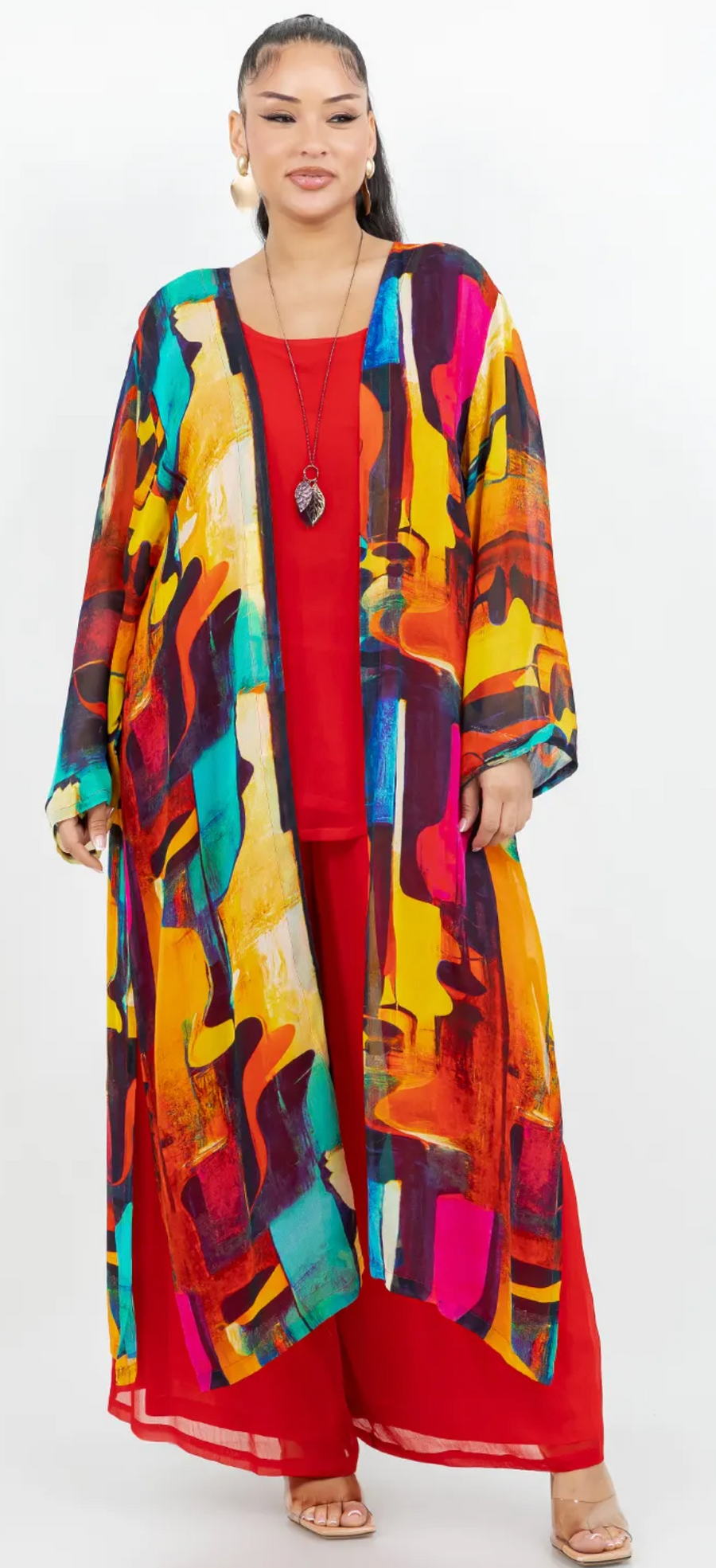 Kaleidoscope Boho Kimono | Abstract Art Duster | Colorful Festival Layer  Kaleidoscope Sml-4x