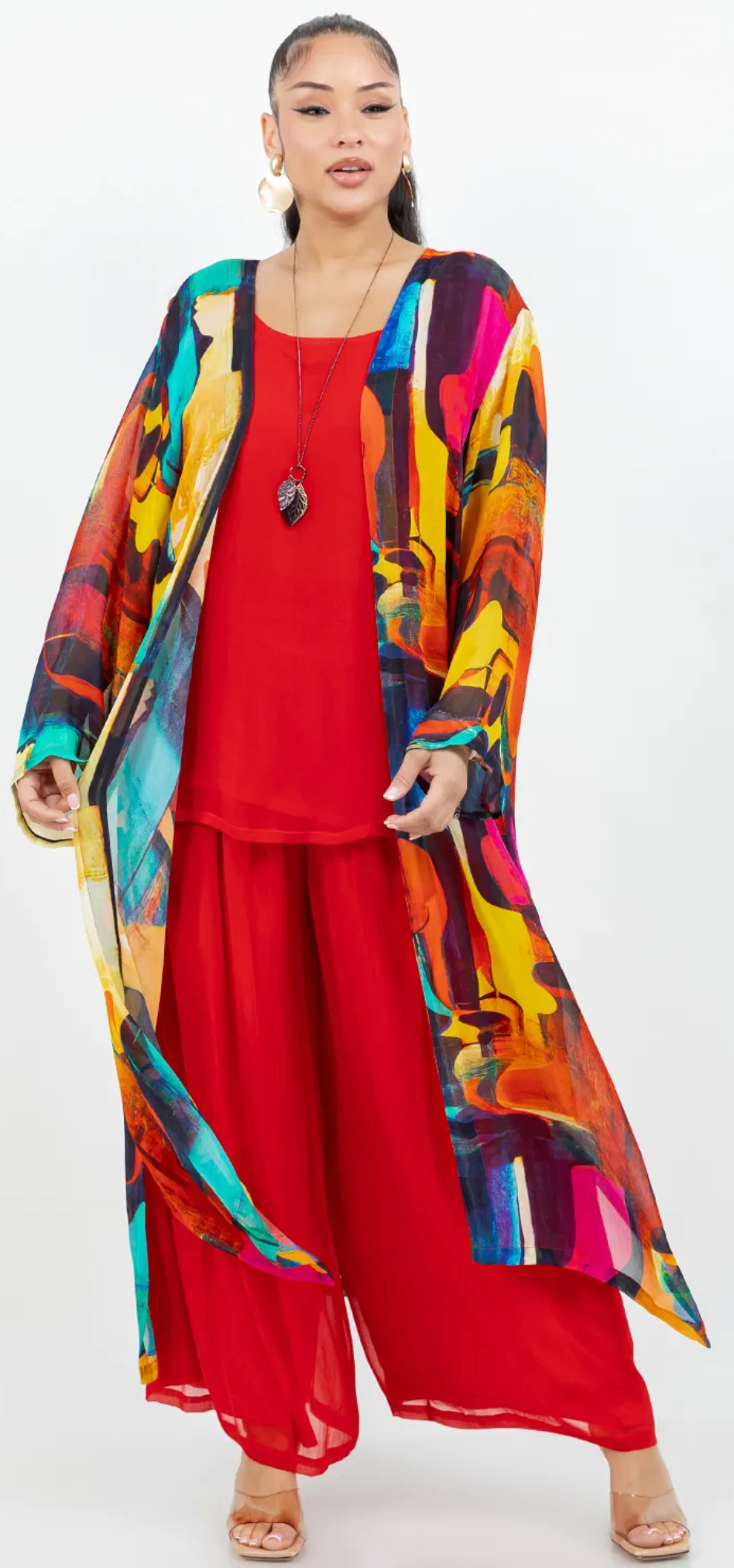 Kaleidoscope Boho Kimono | Abstract Art Duster | Colorful Festival Layer  Kaleidoscope Sml-4x