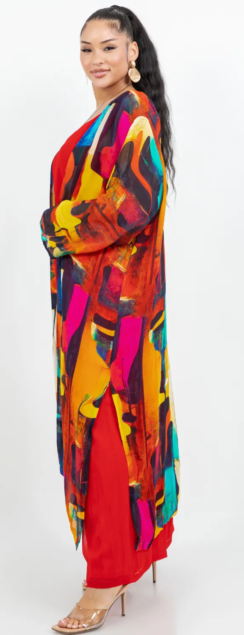 Kaleidoscope Boho Kimono | Abstract Art Duster | Colorful Festival Layer  Kaleidoscope Sml-4x