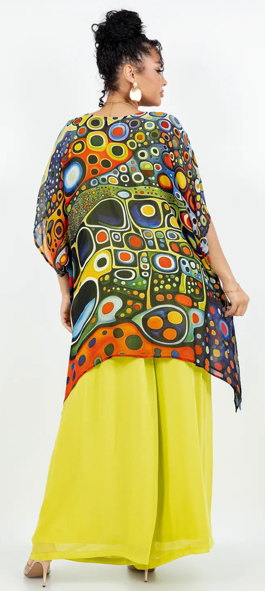Lime & Fire Opal Abstract Oversize Pacifica Tunic Top  Lagenlook Boho Hippie Chic SML-6X+