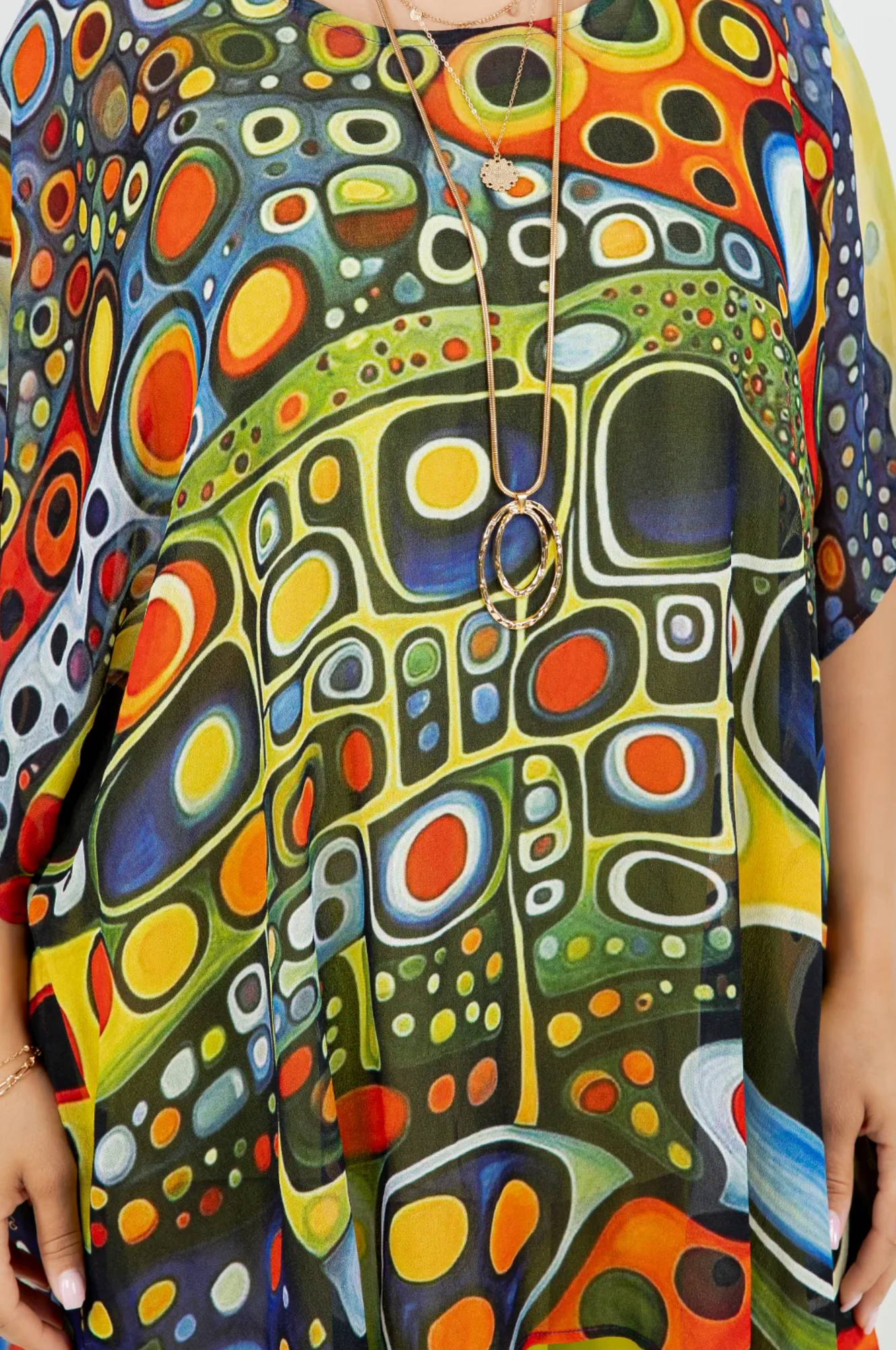 Lime & Fire Opal Abstract Oversize Pacifica Tunic Top  Lagenlook Boho Hippie Chic SML-6X+