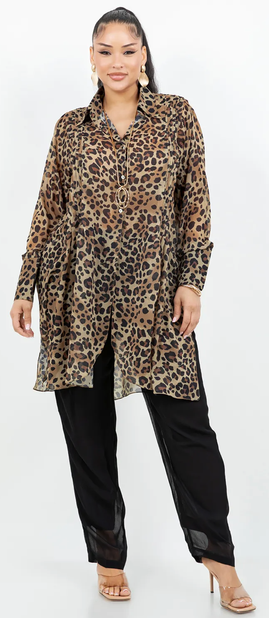 $46 OFF! Leopard Gal Animal Print Boho Pleated Tunic Oversize Plus Shirt Tunic 60" Bust Sml-5x