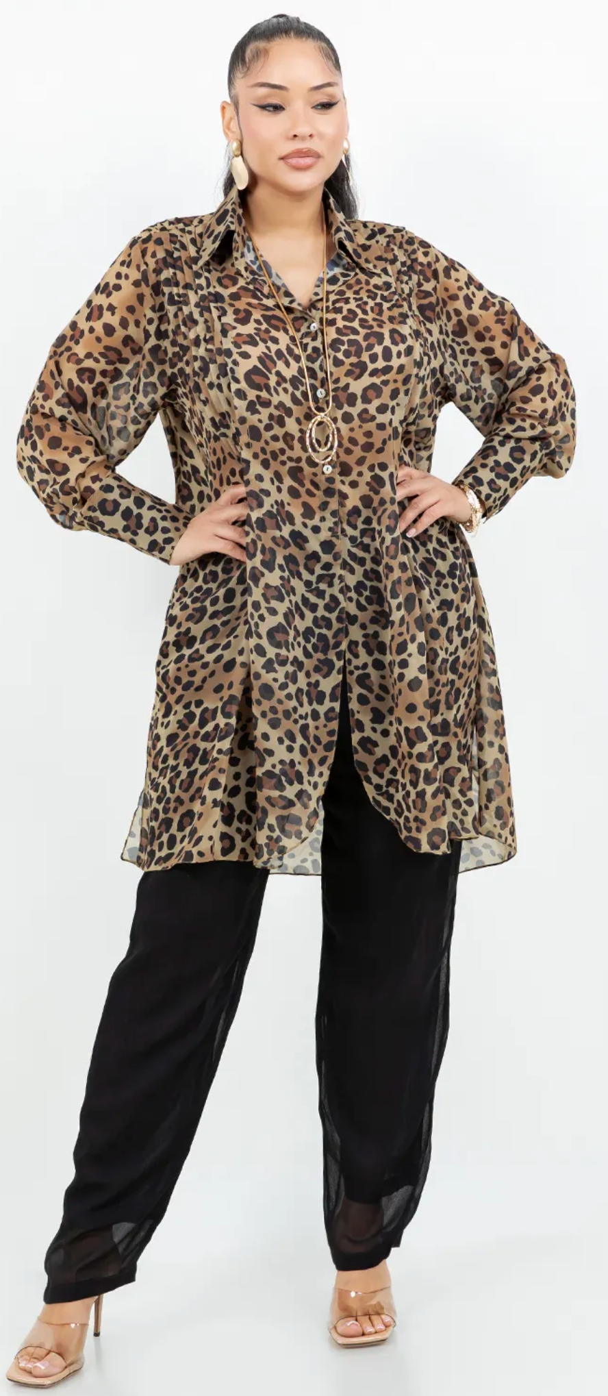 $46 OFF! Leopard Gal Animal Print Boho Pleated Tunic Oversize Plus Shirt Tunic 60" Bust Sml-5x