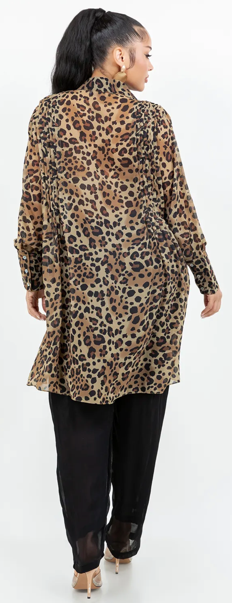 $46 OFF! Leopard Gal Animal Print Boho Pleated Tunic Oversize Plus Shirt Tunic 60" Bust Sml-5x