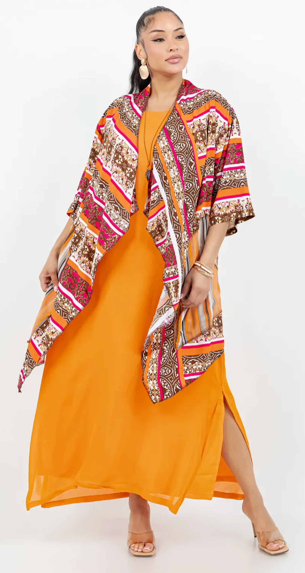 Sunheart Tangerine Dream Lagenlook Scarf Jacket Boho Hippie Chic Sml-Large-xl-1x