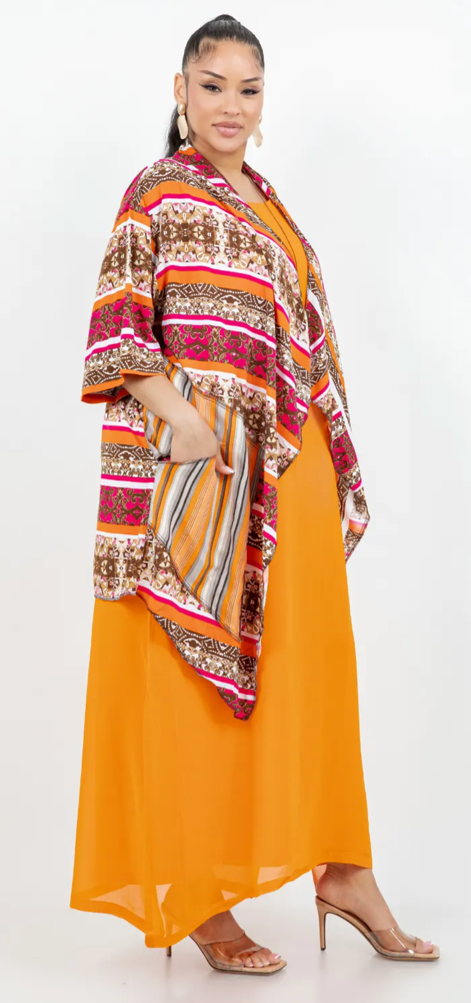 Sunheart Tangerine Dream Lagenlook Scarf Jacket Boho Hippie Chic Sml-Large-xl-1x