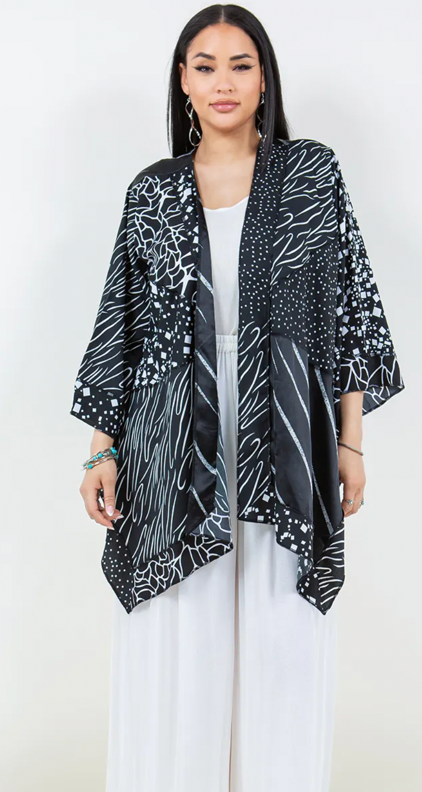 Sunheart Black Shadows Lagenlook Scarf Jacket Boho  Hippie Chic Sml-Large-xl-1x