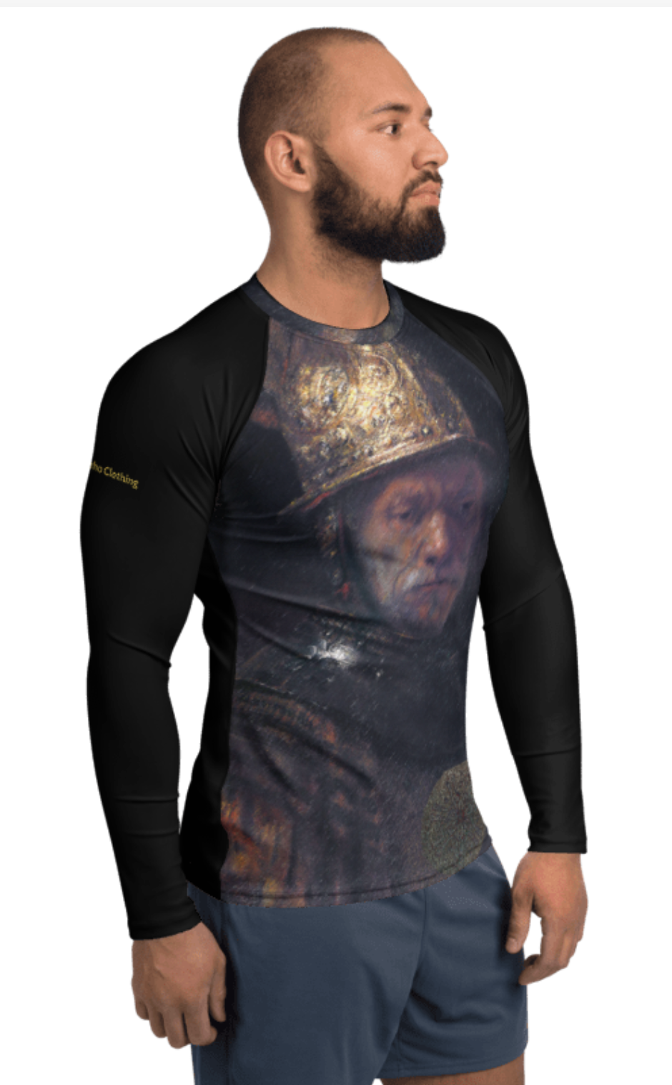 Sunheart Rembrandt Man in Golden Sport Men's Rash Guard Swim Top Make a Splash XS-3X
