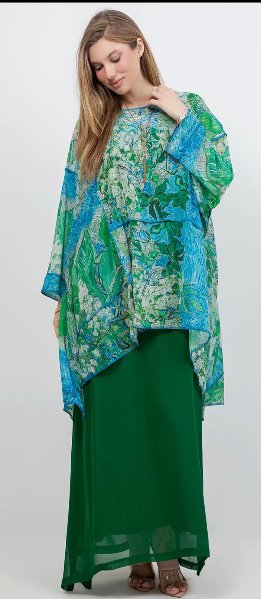 Greensleeves Mosaic hi-low Tunic Top Boho Hippie Chic Resort Wear Sml-10X