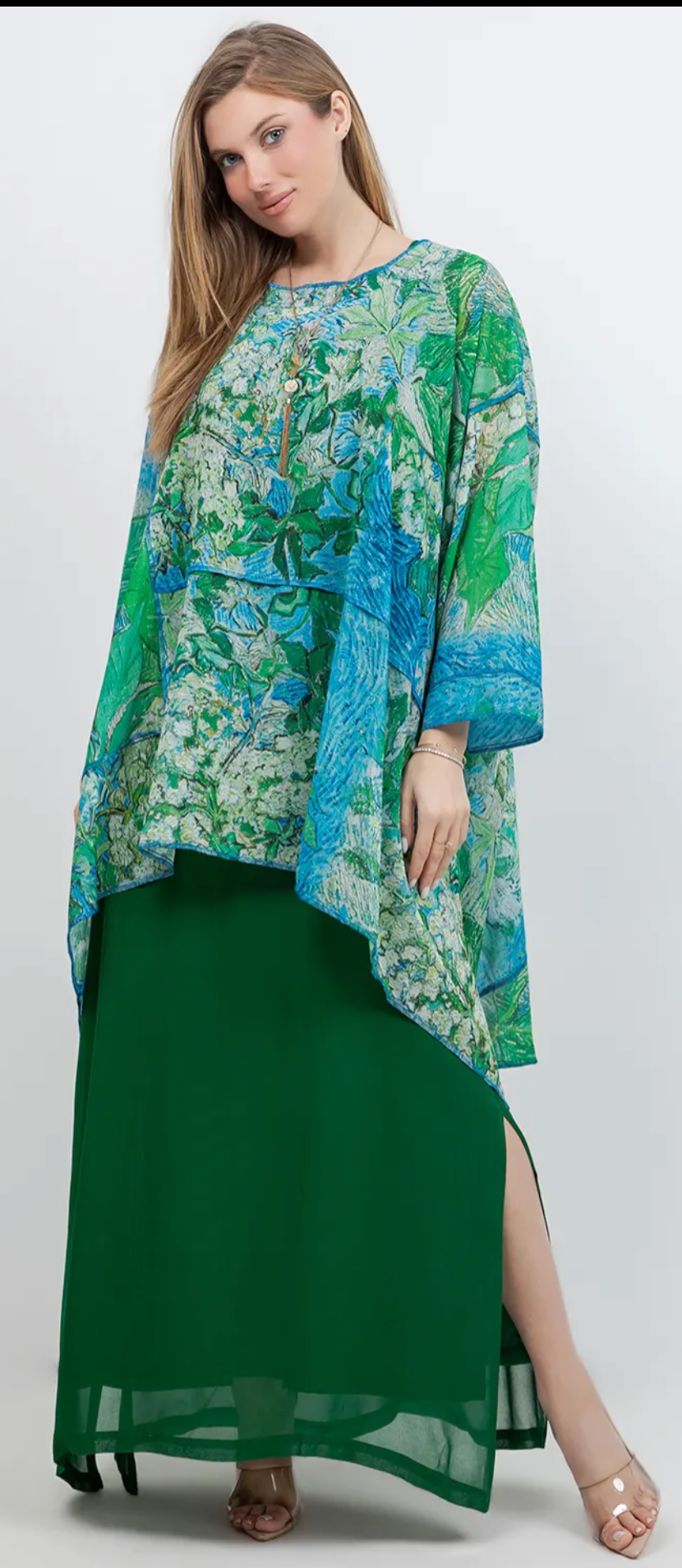 Greensleeves Mosaic hi-low Tunic Top Boho Hippie Chic Resort Wear Sml-10X