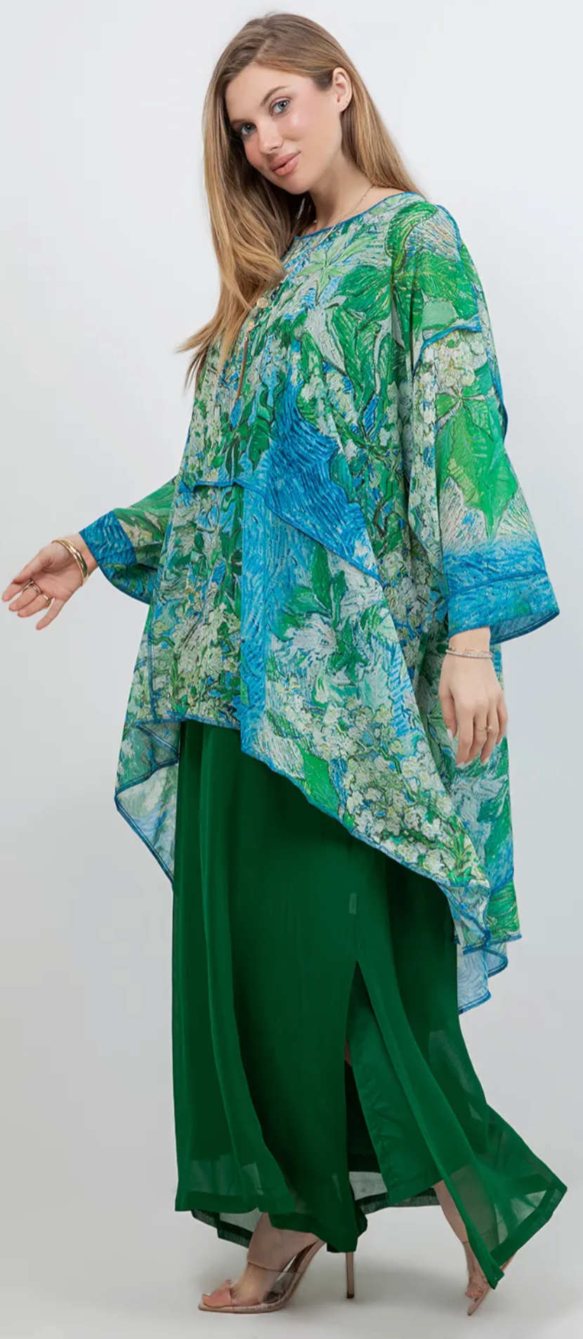 Greensleeves Mosaic hi-low Tunic Top Boho Hippie Chic Resort Wear Sml-10X