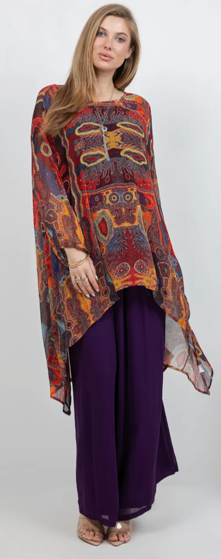 Mystic Me Mosaic hi-low Tunic Top Boho Hippie Chic Resort Wear Sml-10X