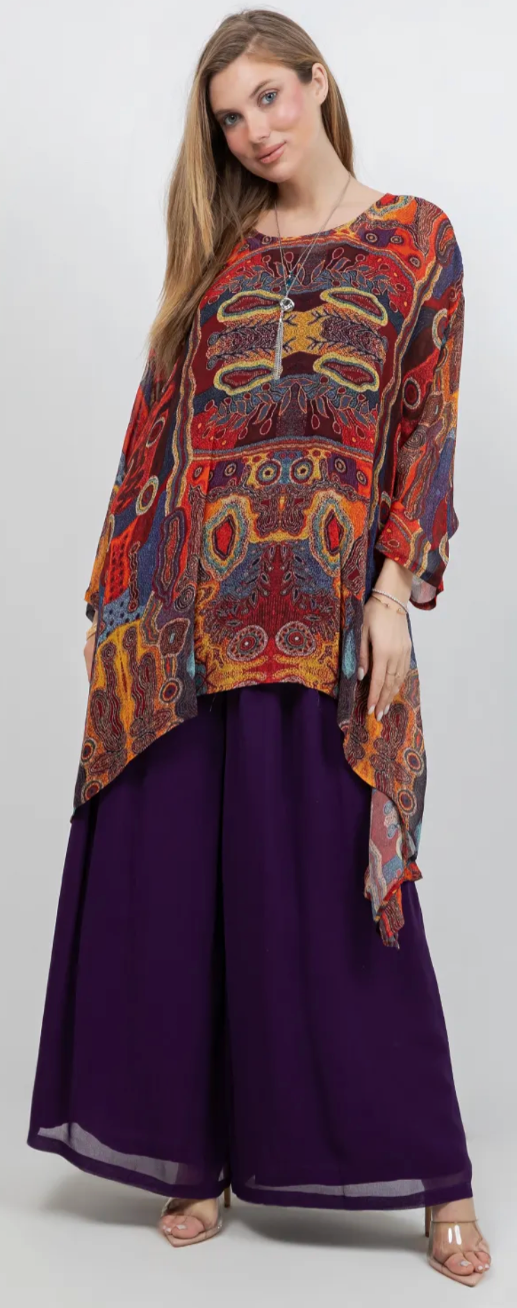 Mystic Me Mosaic hi-low Tunic Top Boho Hippie Chic Resort Wear Sml-10X