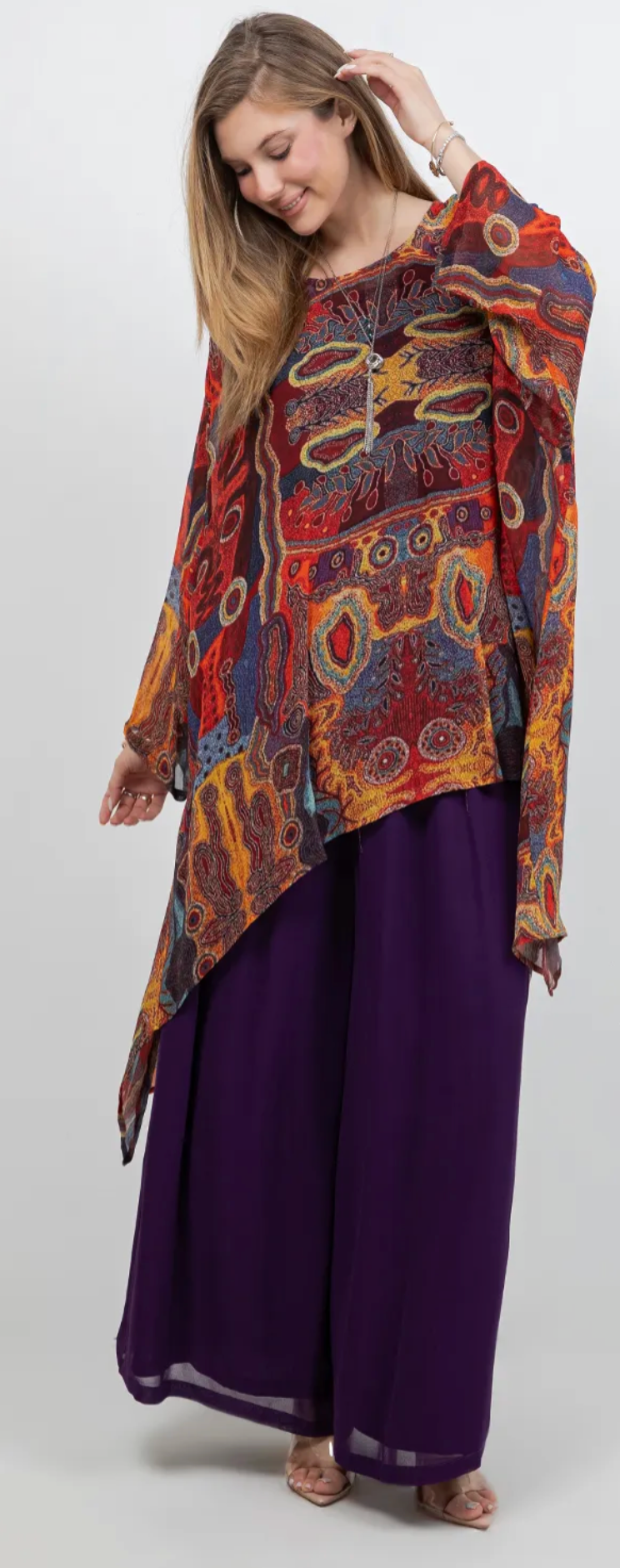 Mystic Me Mosaic hi-low Tunic Top Boho Hippie Chic Resort Wear Sml-10X