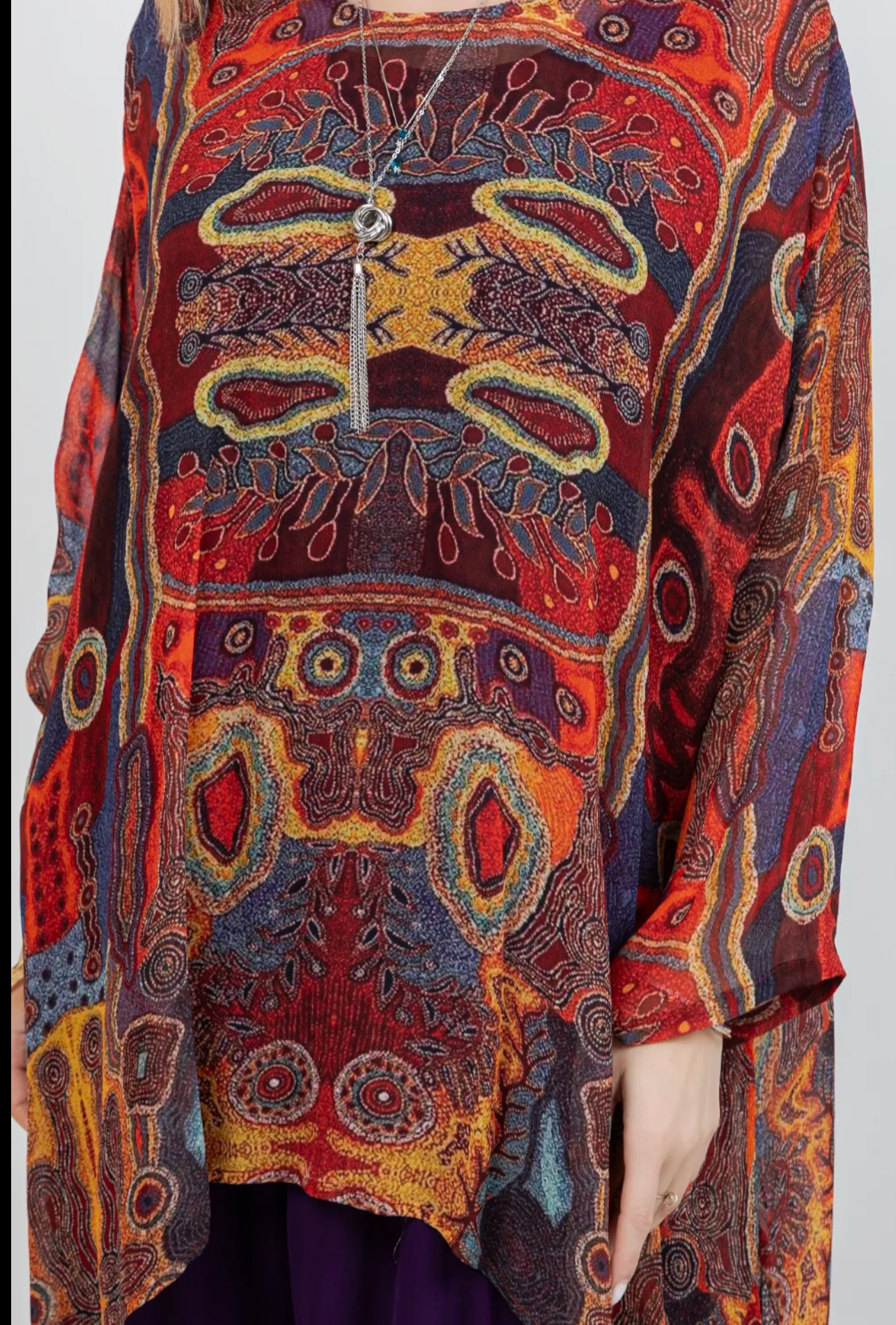Mystic Me Mosaic hi-low Tunic Top Boho Hippie Chic Resort Wear Sml-10X