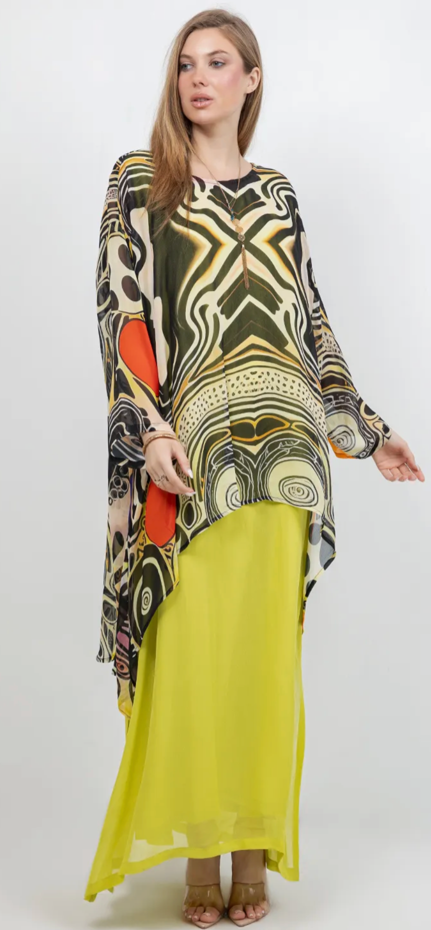 Nouveau Maze Mosaic hi-low Tunic Top Boho Hippie Chic Resort Wear Sml-10X