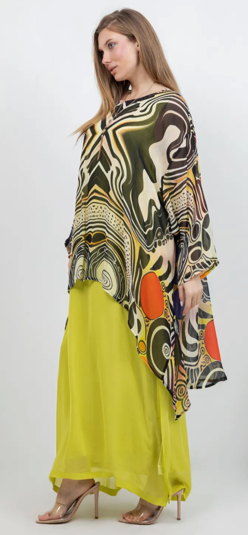Nouveau Maze Mosaic hi-low Tunic Top Boho Hippie Chic Resort Wear Sml-10X