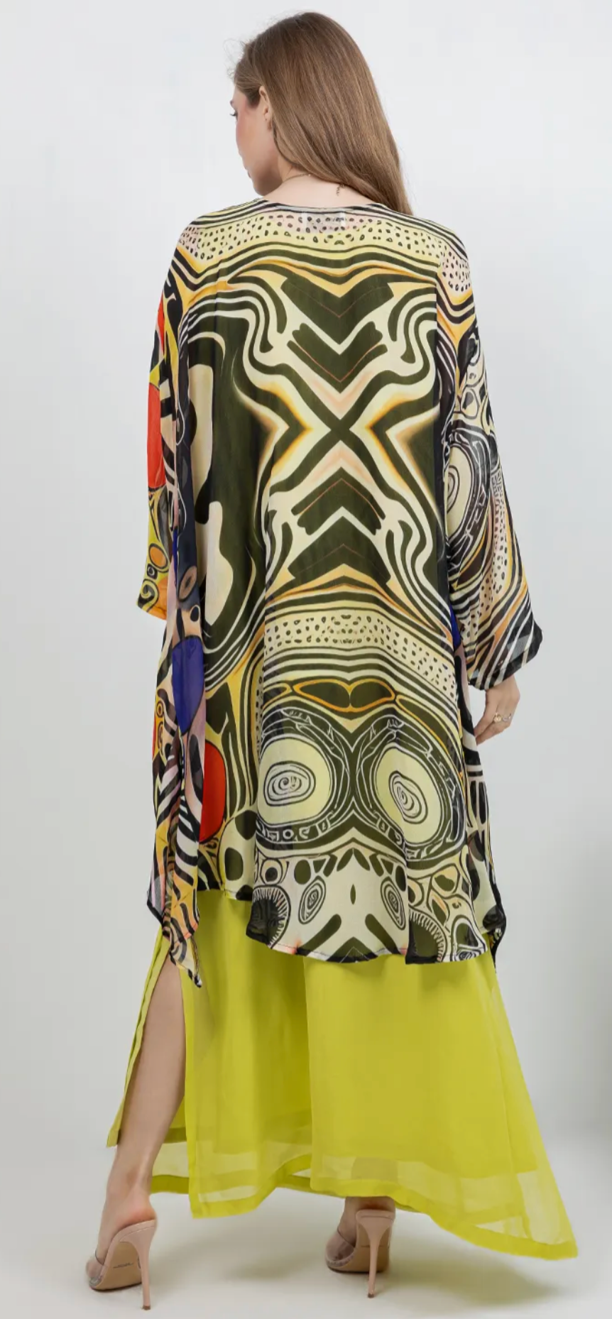 Nouveau Maze Mosaic hi-low Tunic Top Boho Hippie Chic Resort Wear Sml-10X