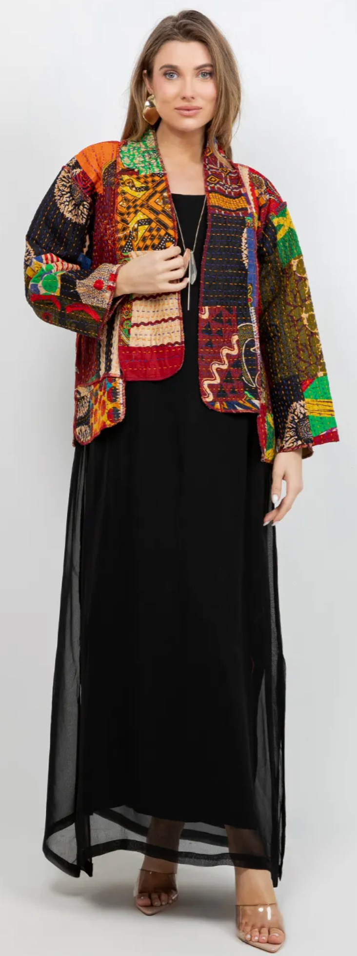 Reversible Boho Hippie Patchwork Kantha Jacket – One Size Fits Small to 2X
